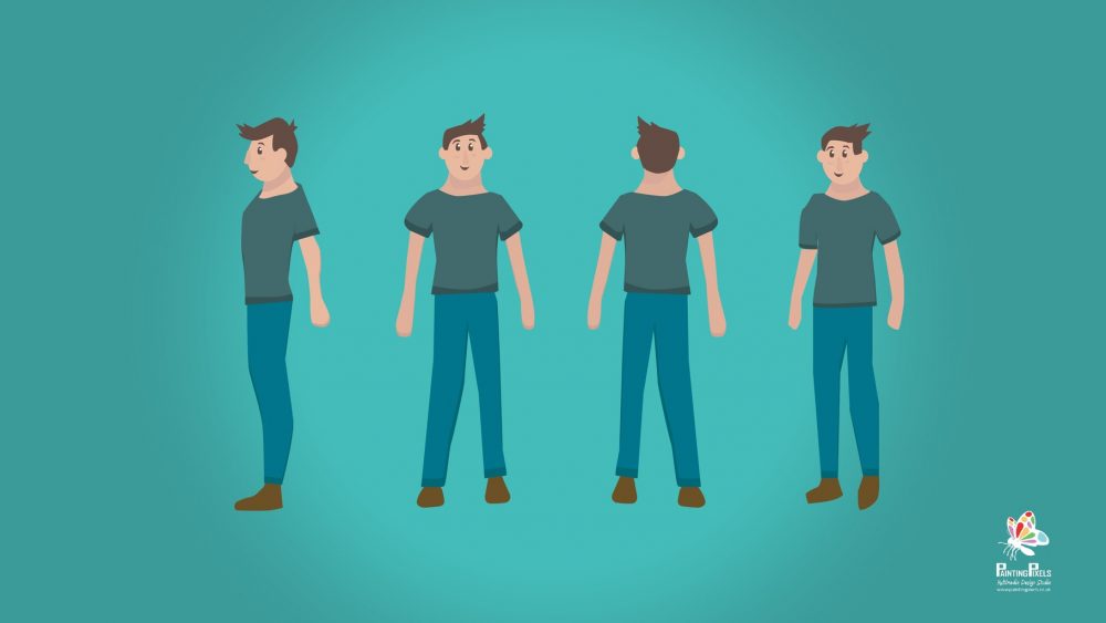 Artist working on new character animation graphics 3