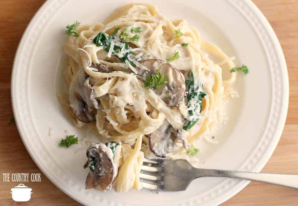 Fettuccine with Mushroom Parmesan Cheese Sauce - The Country Cook