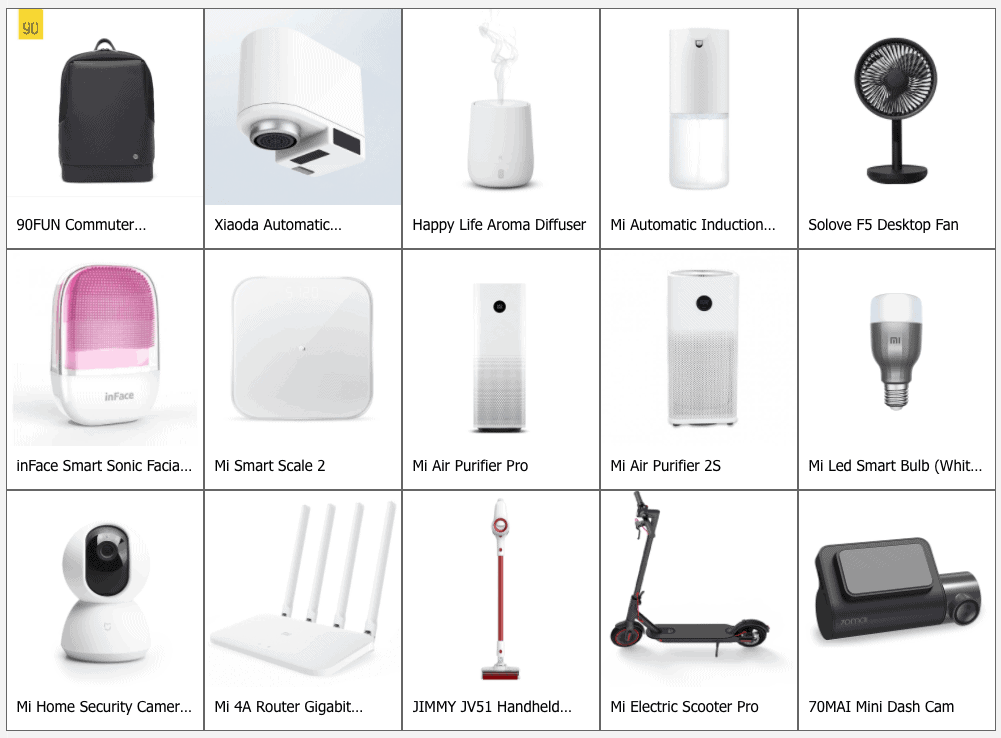 xiaomi-products list