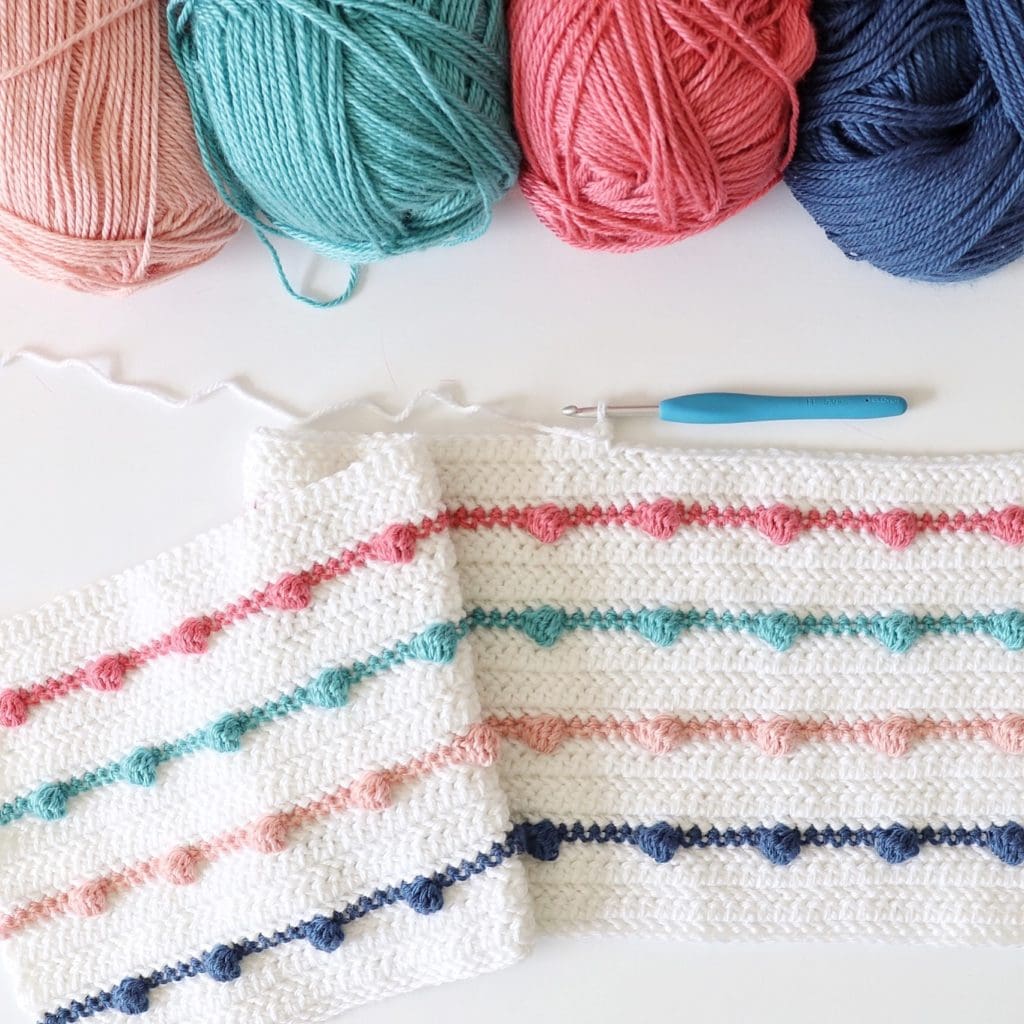 Crochet Bobble Lines Baby Blanket