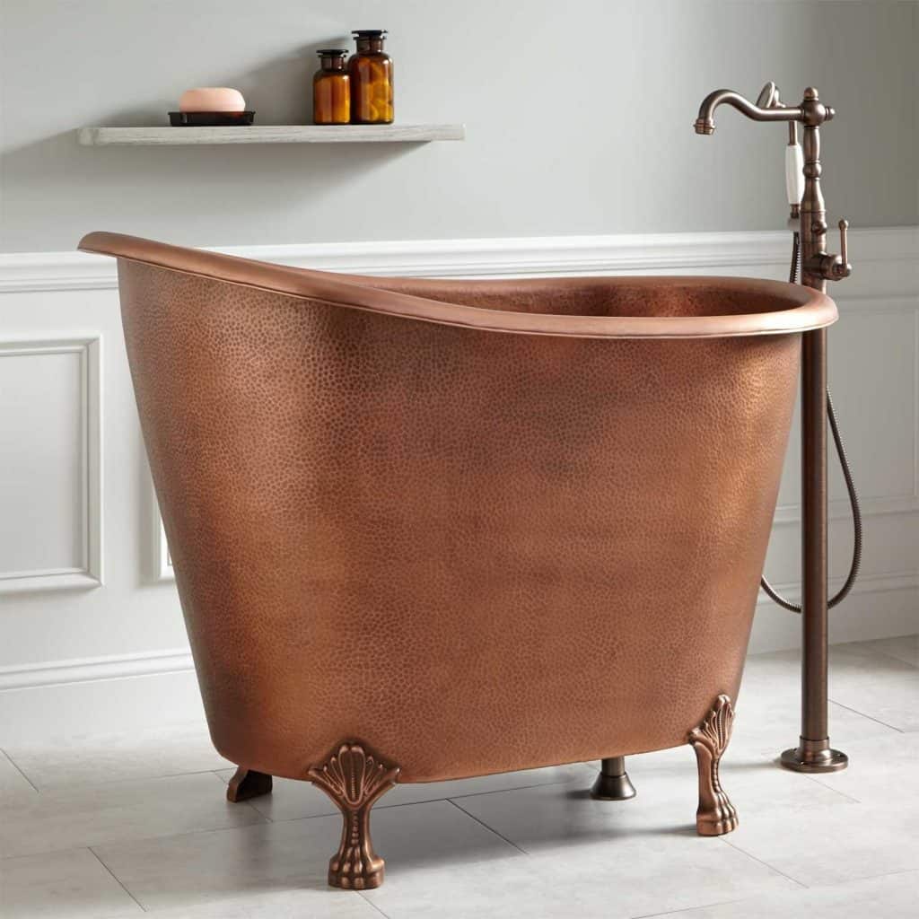Abbey Copper Slipper Clawfoot Soaking Tub - No Overflow - Antique Copper
