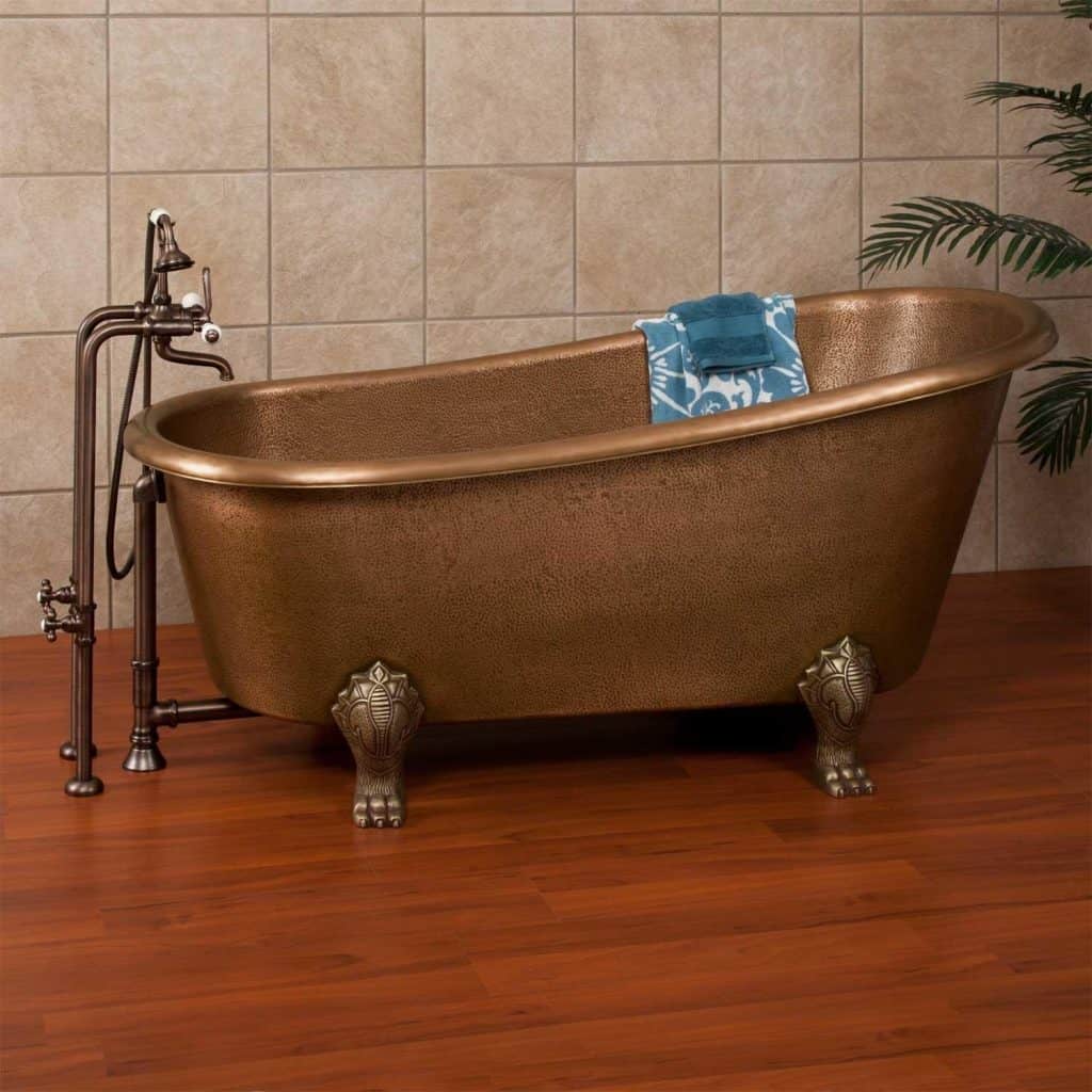 Dunlap Copper Slipper Clawfoot Tub - Overflow