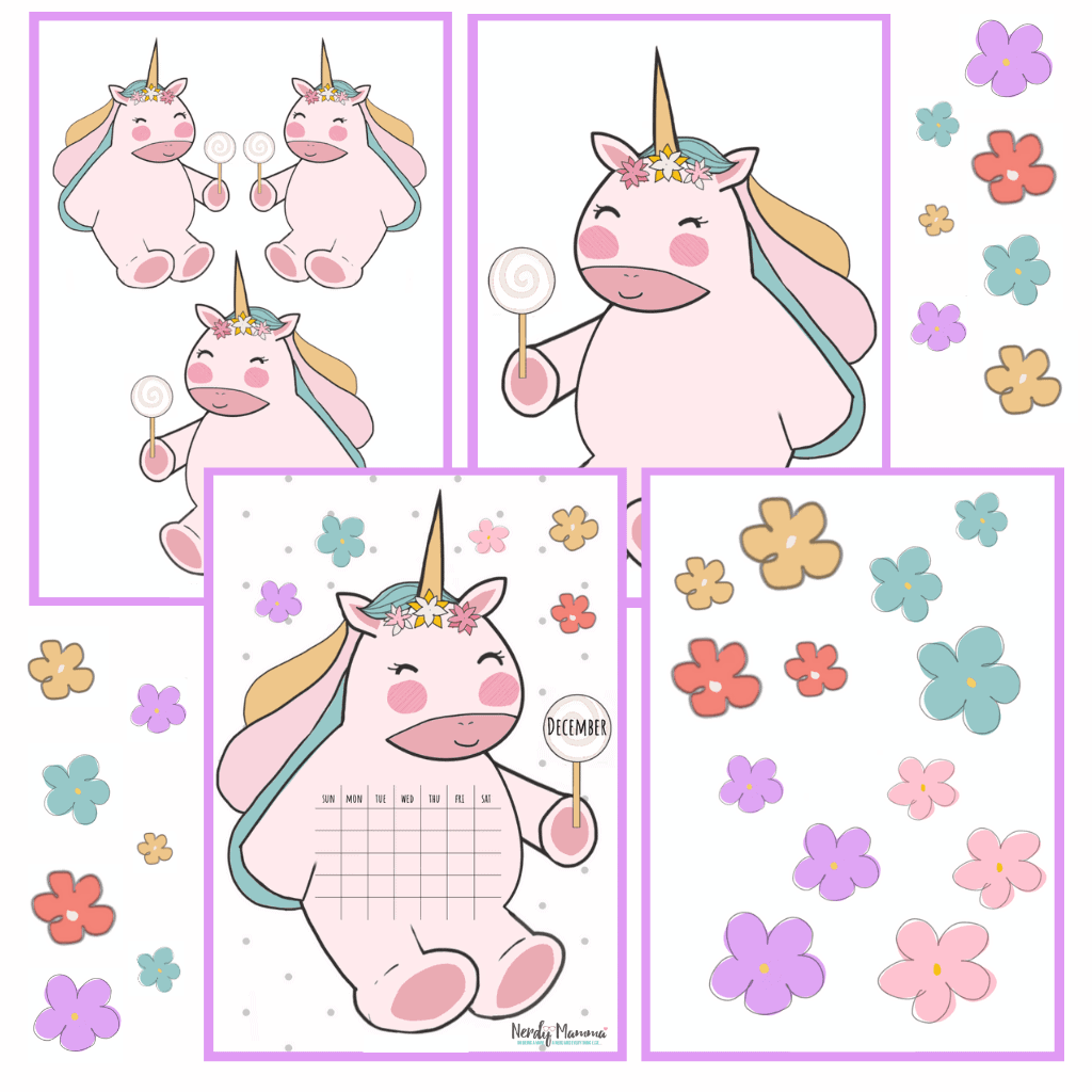 Printable Unicorn Calendars