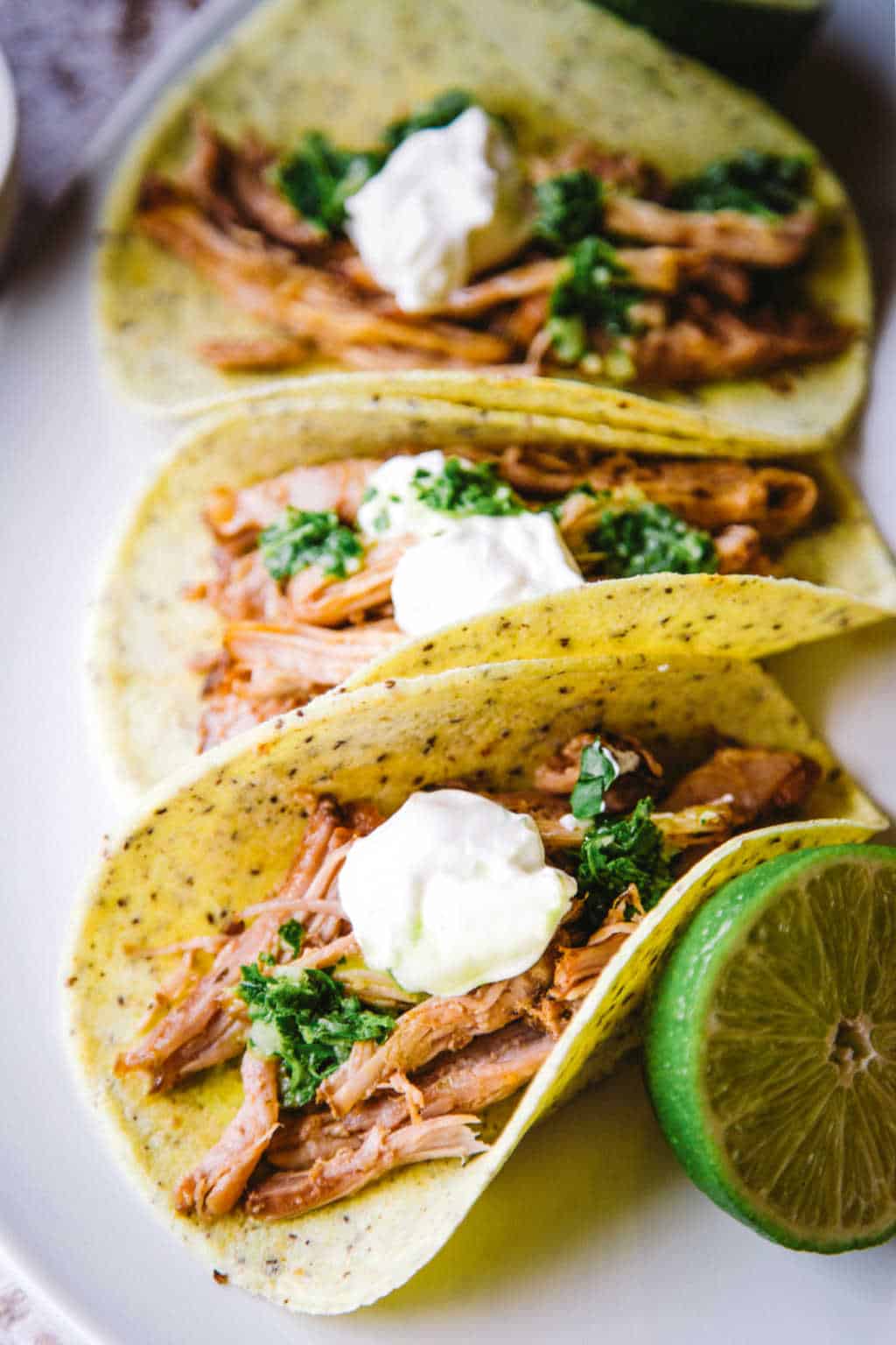 pork carnitas on a white platter