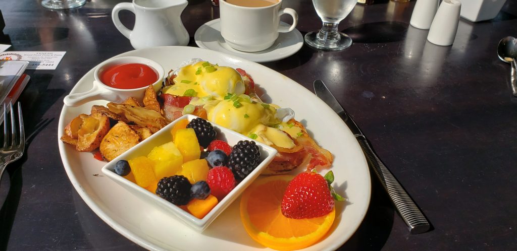Farm fresh eggs, berries and bacon