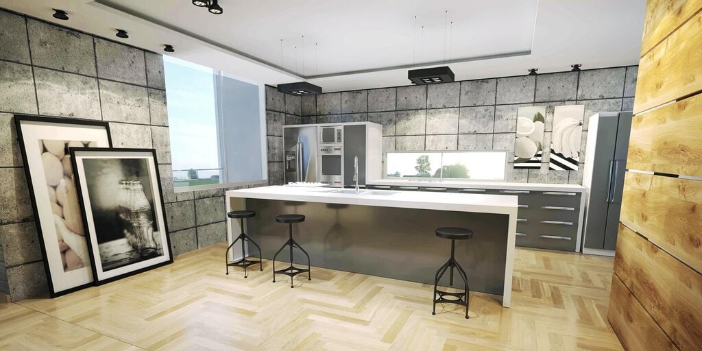 cozinha em concreto - arquitetura de interiores- projeto casa moderna