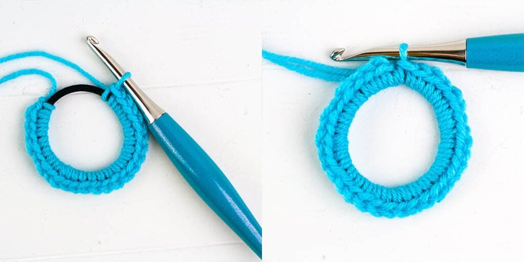 You can make these beginner-friendly crochet scrunchies in about ten minutes. Quick, easy and free crochet pattern with video tutorial.