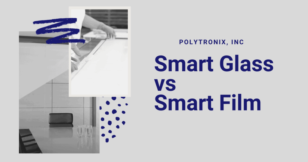 Polyvision Smart Glass, Privacy Glass in a conference room off and on, off is opaque, while on is transparent.