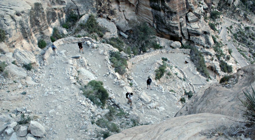 Switchbacks from above on a steep section of the Havasu Falls trail