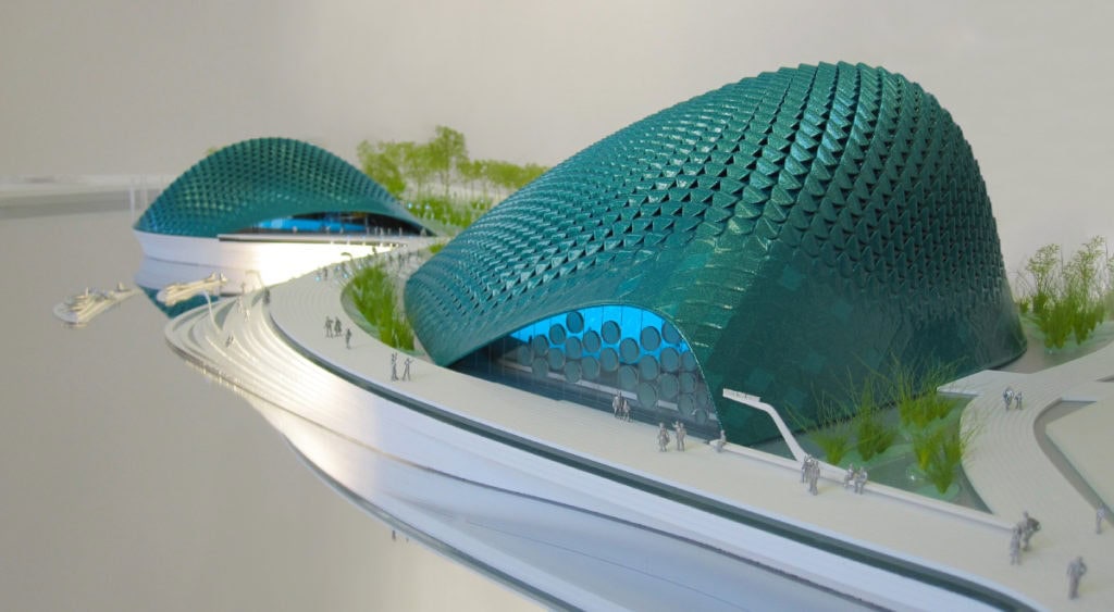 maquette en couleur du Bay Ecotarium à San Francisco par XTU architects au 1/157ème