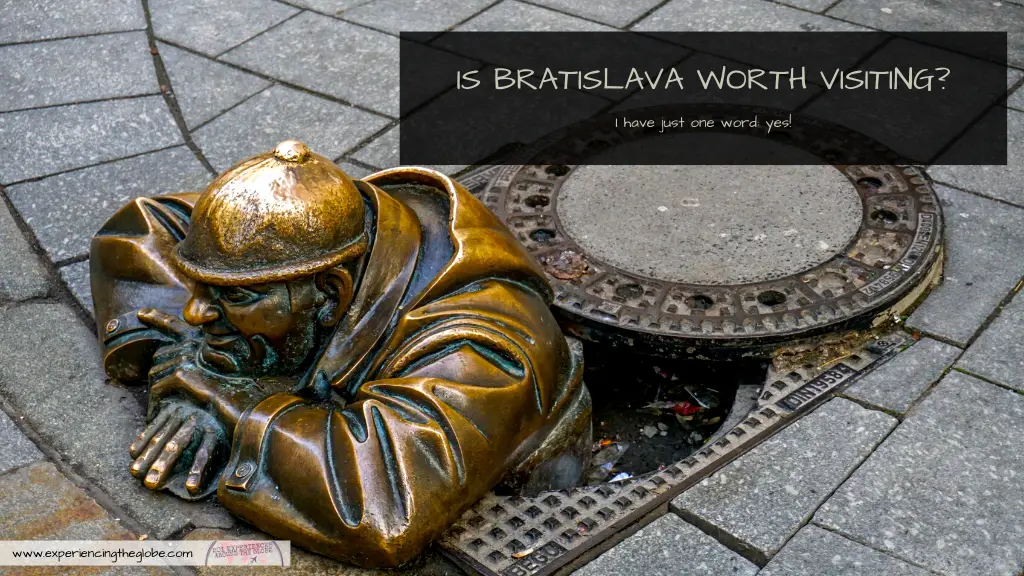 Travelers in Vienna, Prague or Budapest often ask “is Bratislava worth visiting?”, and I only reply with one word: absolutely! Gorgeous architecture and no crowds, it doesn’t get better! – Experiencing the Globe #Bratislava #Slovakia #TravelPhotography #IndependentTravel #SoloFemaleTravel #BucketList #Architecture #ArtNoveau #Brutalism #ManAtWork #SchoneNaci #Petrzalka #UFObridge #BlueChurch