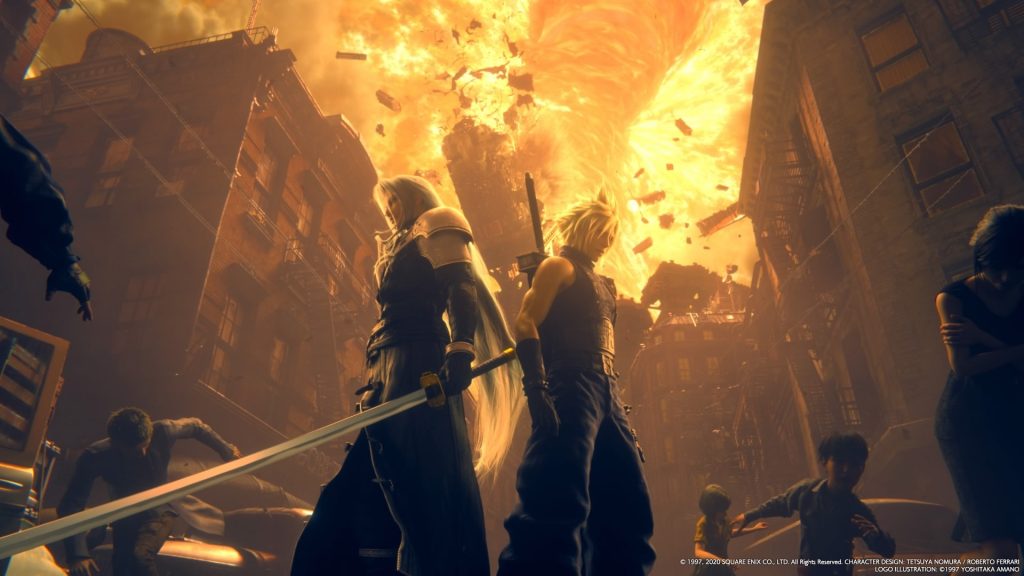 Sefirot y Cloud, espalda con espalda. En la review Final Fantasy VII te contamos que Sefirot está mucho más presente en este juego que en la sección de Midgar del original