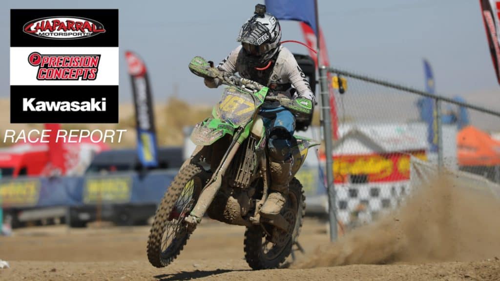 Cover image of Zach Bell accelerating on his kx450 at 2019 taft WORCS
