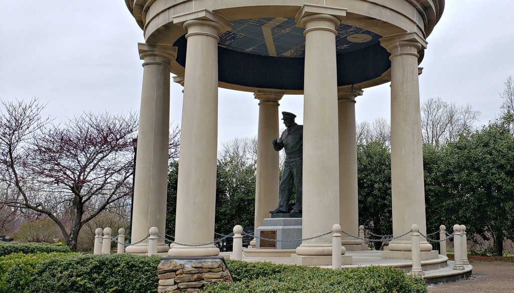 Garden folly with statue of General Dwight D Eisenhower