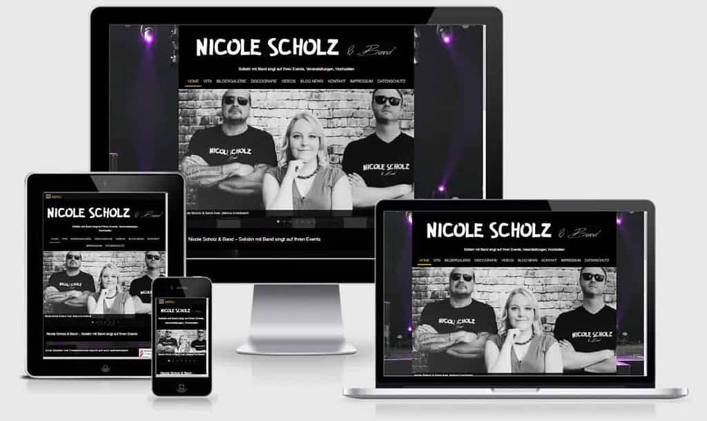 Nicole Scholz & Band 2 Nicole Scholz und Band WordPress Webdesign mit Responsive für mobile Benutzerfreudlichkeit