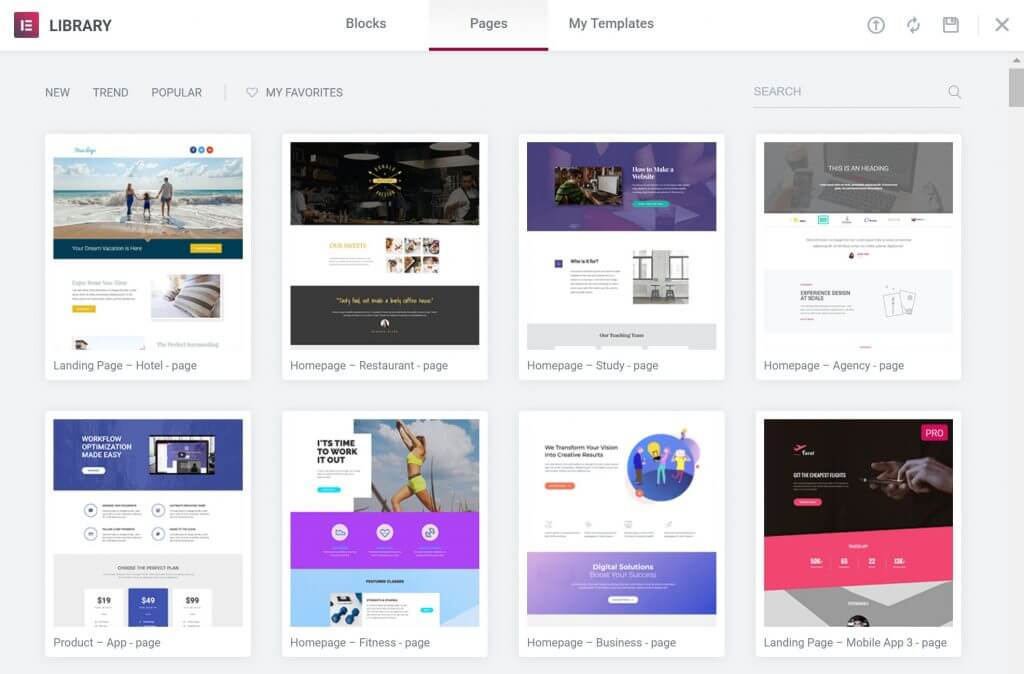 templates prontos no elementor pro