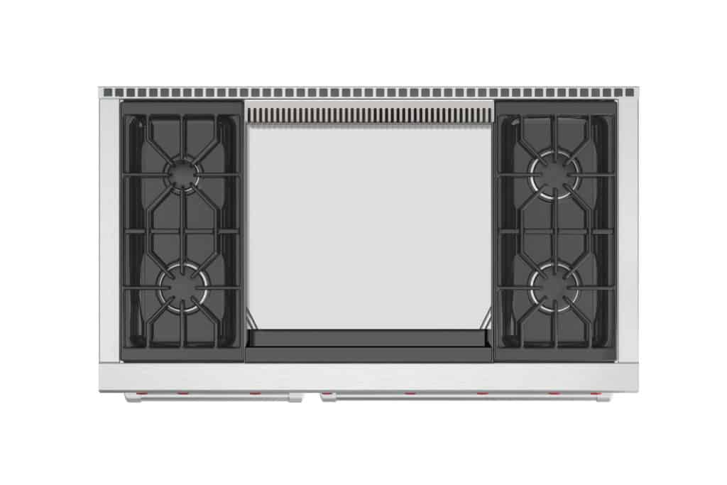 overhead image of the Wolf DF484DF range