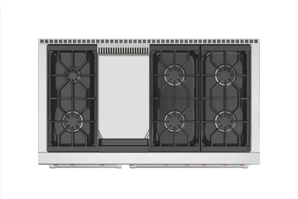 overhead image of the Wolf DF486G range