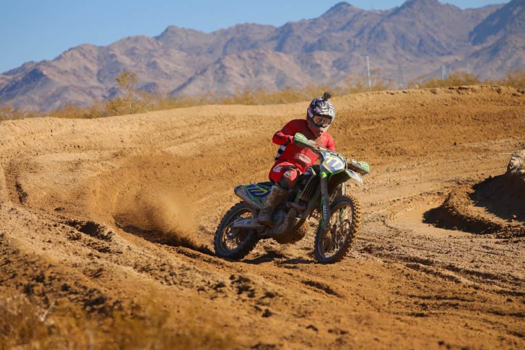 Blayne Thompson riding his PC Kawasaki KX450 at 2019 Primm 2 WORCS race