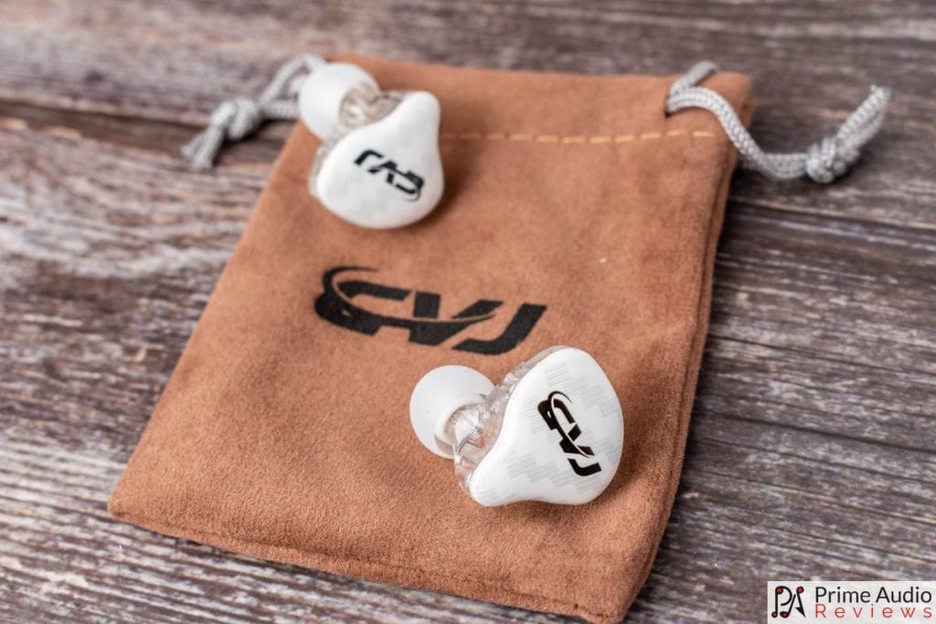 CVJ CSA earphones with carrying pouch