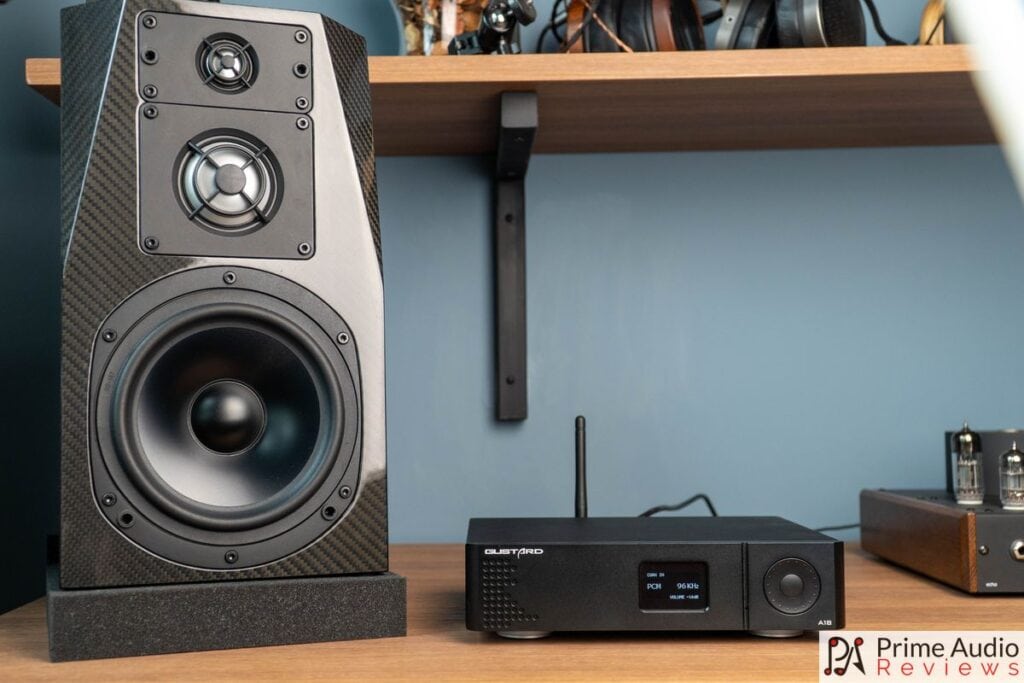 A18 next to the NHT C3 Carbon limited edition speaker.