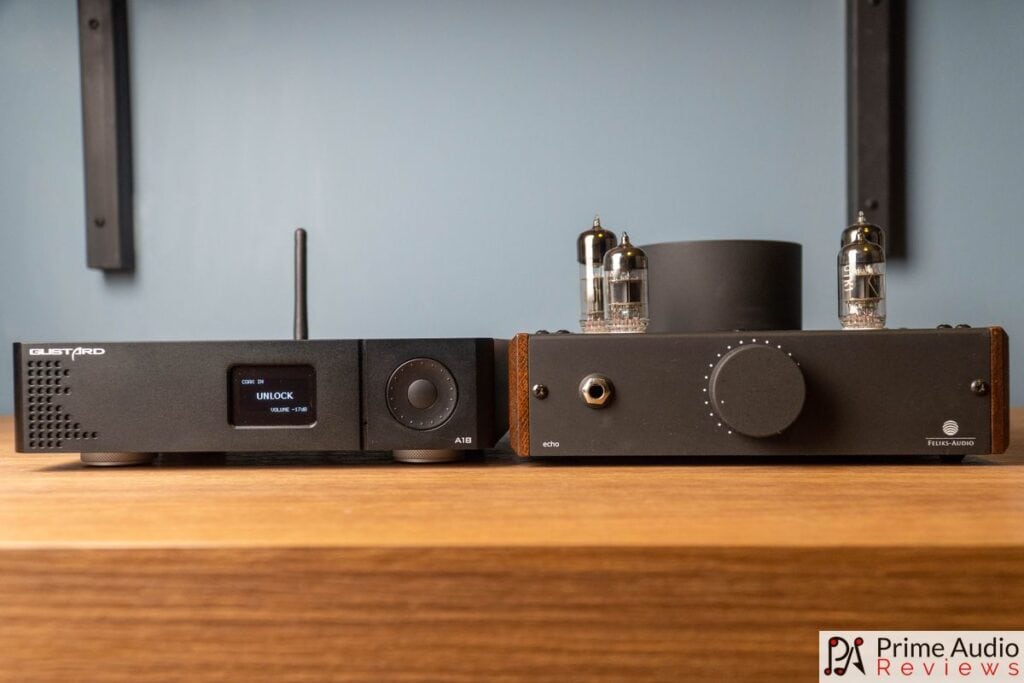 A18 DAC with Feliks Audio Echo tube amplifier.