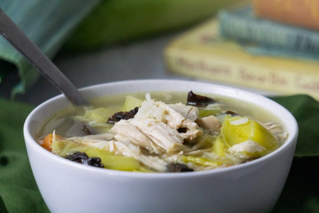 Scottish Cock a Leekie Soup Recipe in a bowl