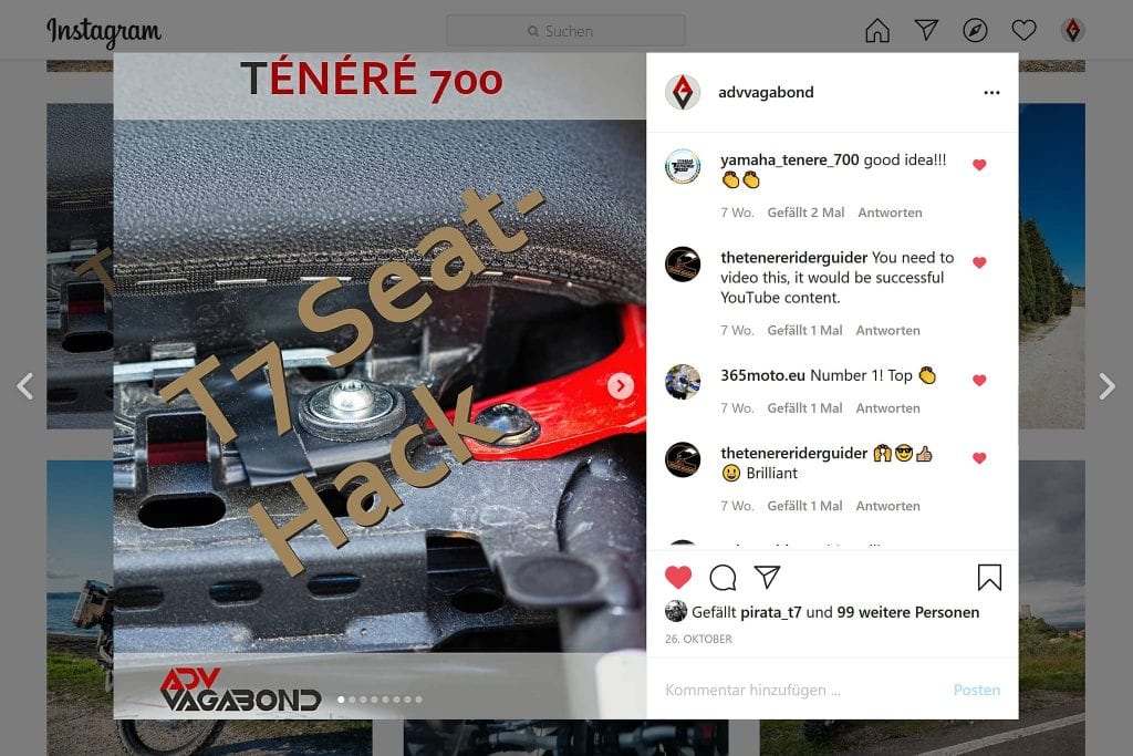 YAMAHA Ténéré 700 Sitzbank-Hack.