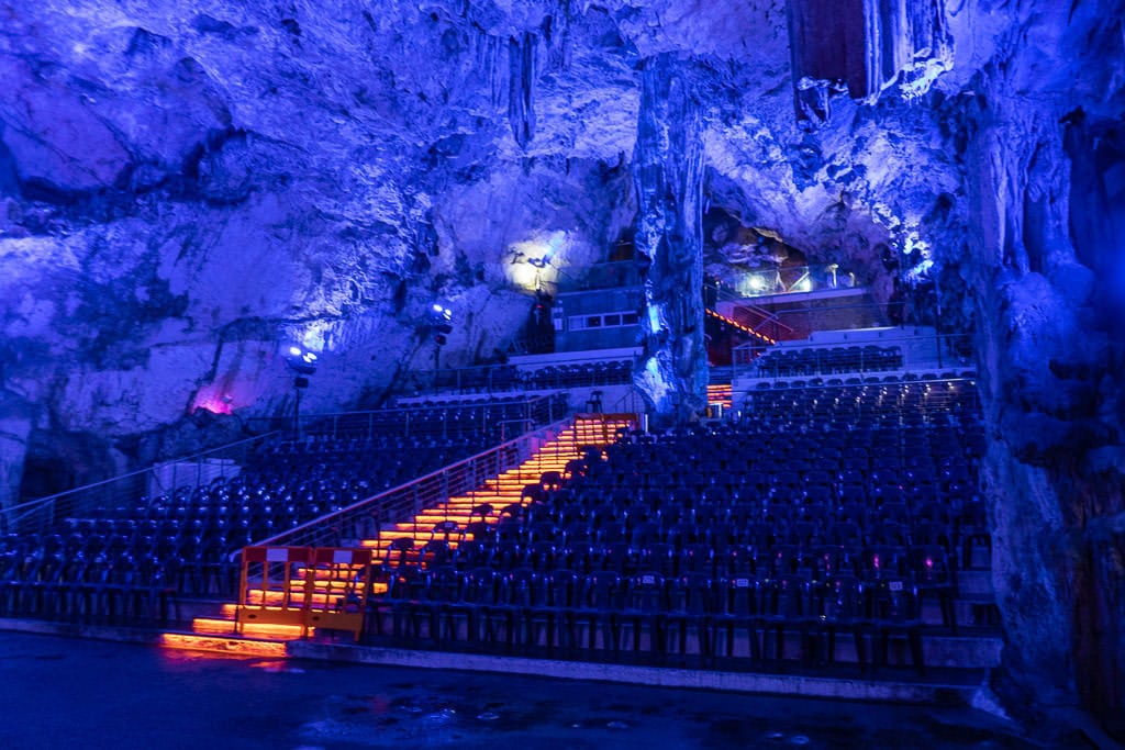 St. Michael’s Cave seating area on quick trip to gibraltar