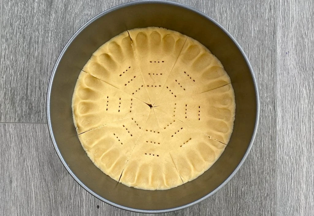 Petticoat Shortbread in a tin before cooking