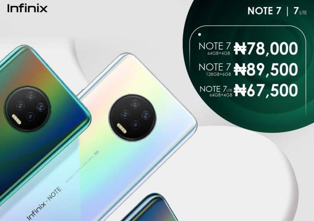 Infinix Note 7 and Note 7 Lite prices in Nigeria