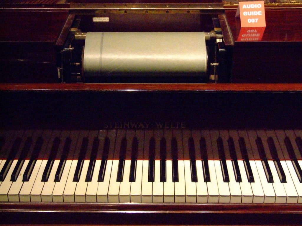 Player piano with roll. Photo (CC-BY) Les Chatfield.
