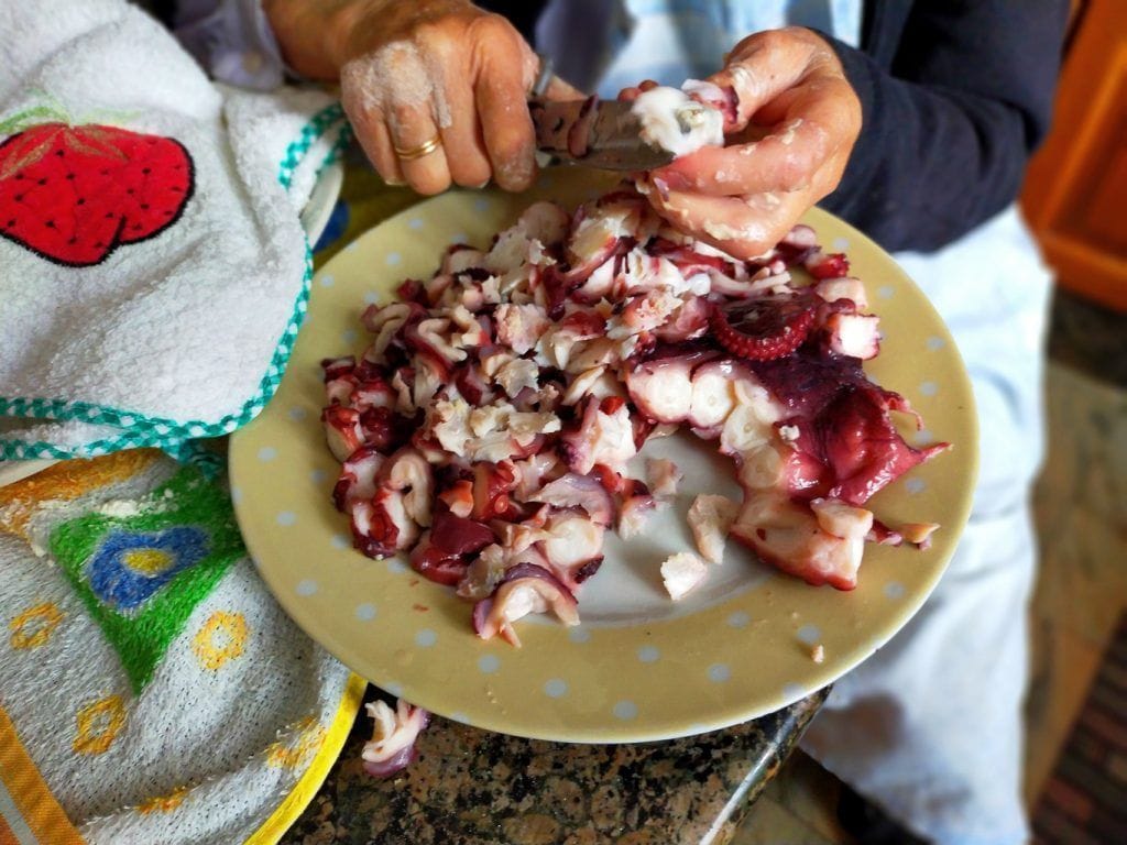 Troceado del pulpo