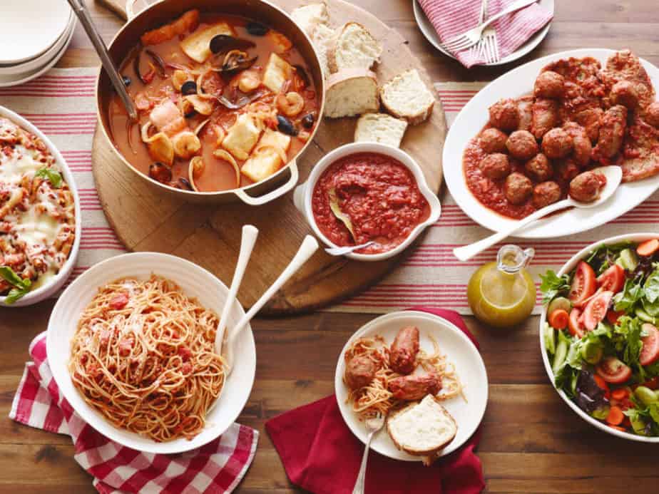A different meals of Italian food