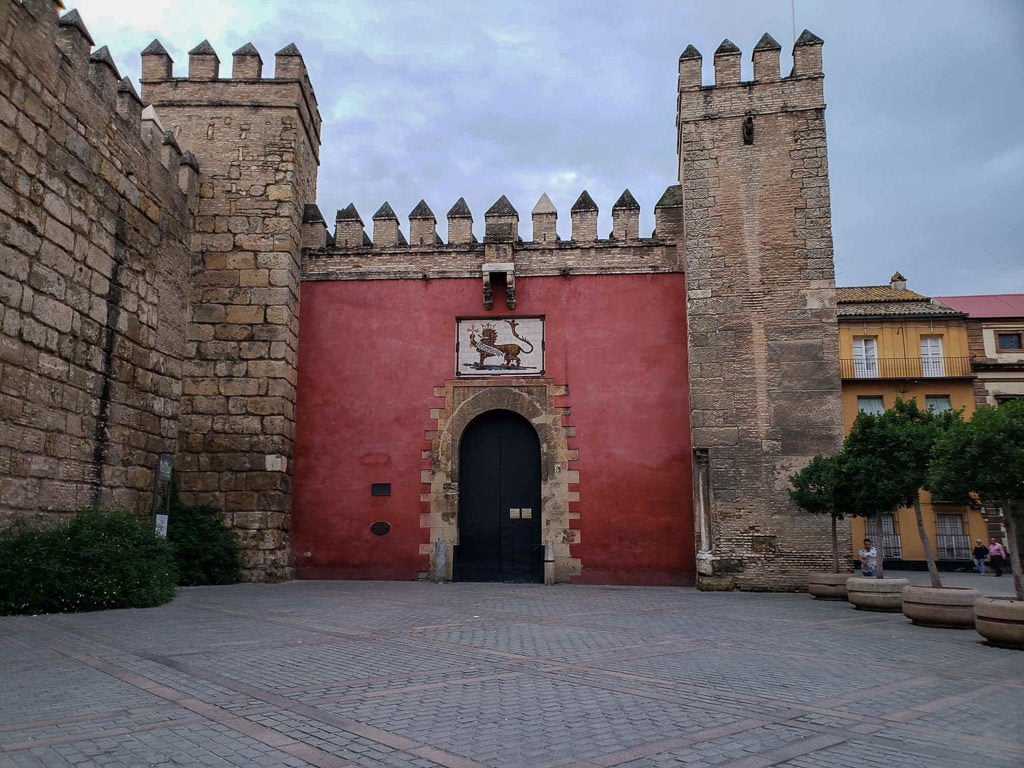 outside entry to the real alcazar in seville spain