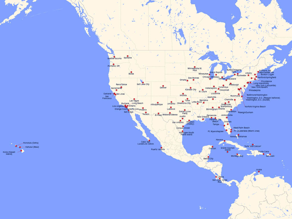 southwest route map