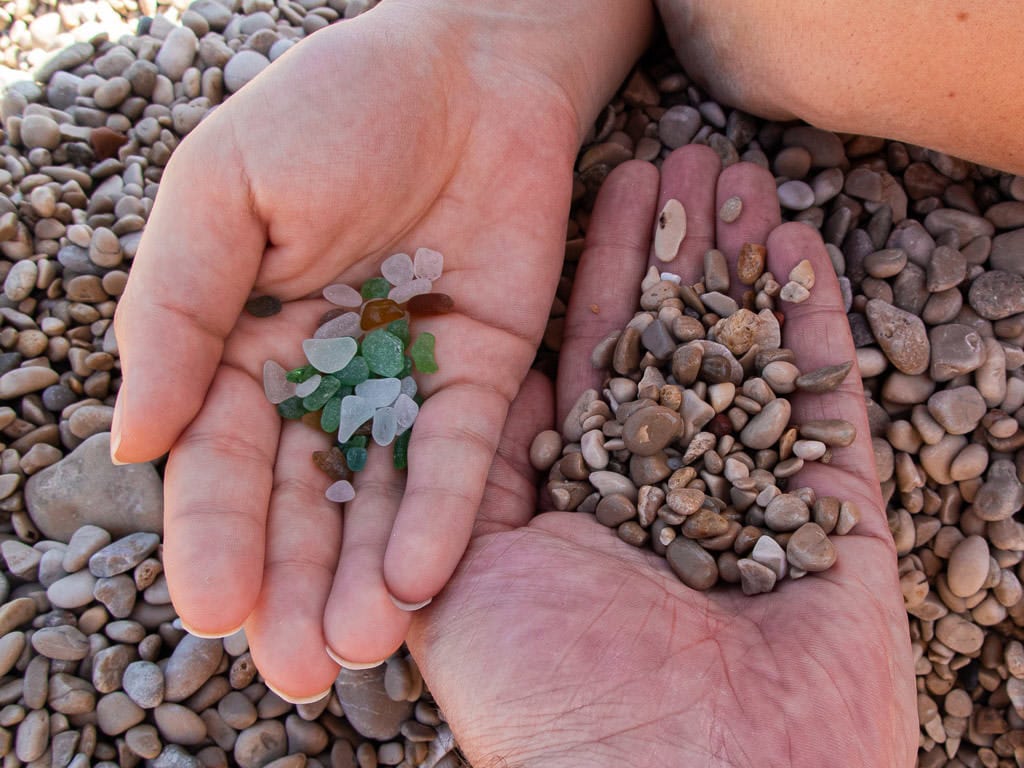 Colorful sea glass found while enjoying the sun at Banje Beach