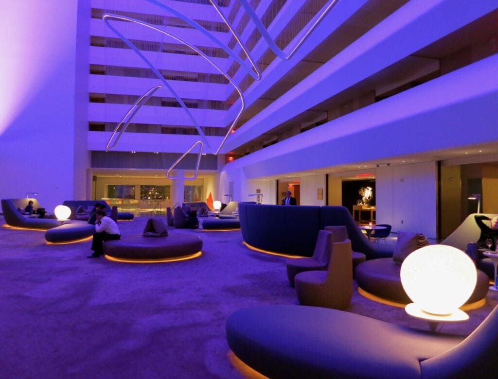 Purple Lobby Conrad NYC Hotel