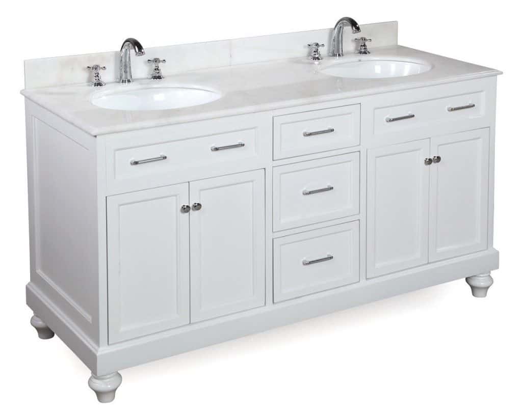 Amelia Double Sink Bathroom Vanity with Marble Countertop, Cabinet with Soft Close Function and Undermount Ceramic Sink
