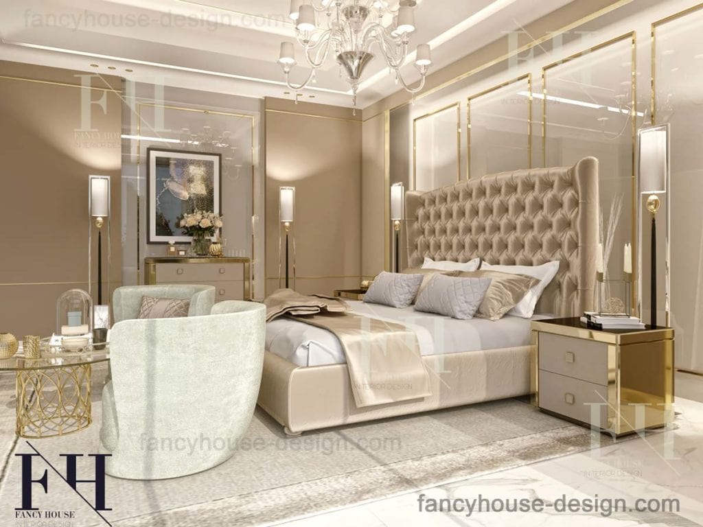 Bespoke high-end master bedroom decoration solution for a couple.