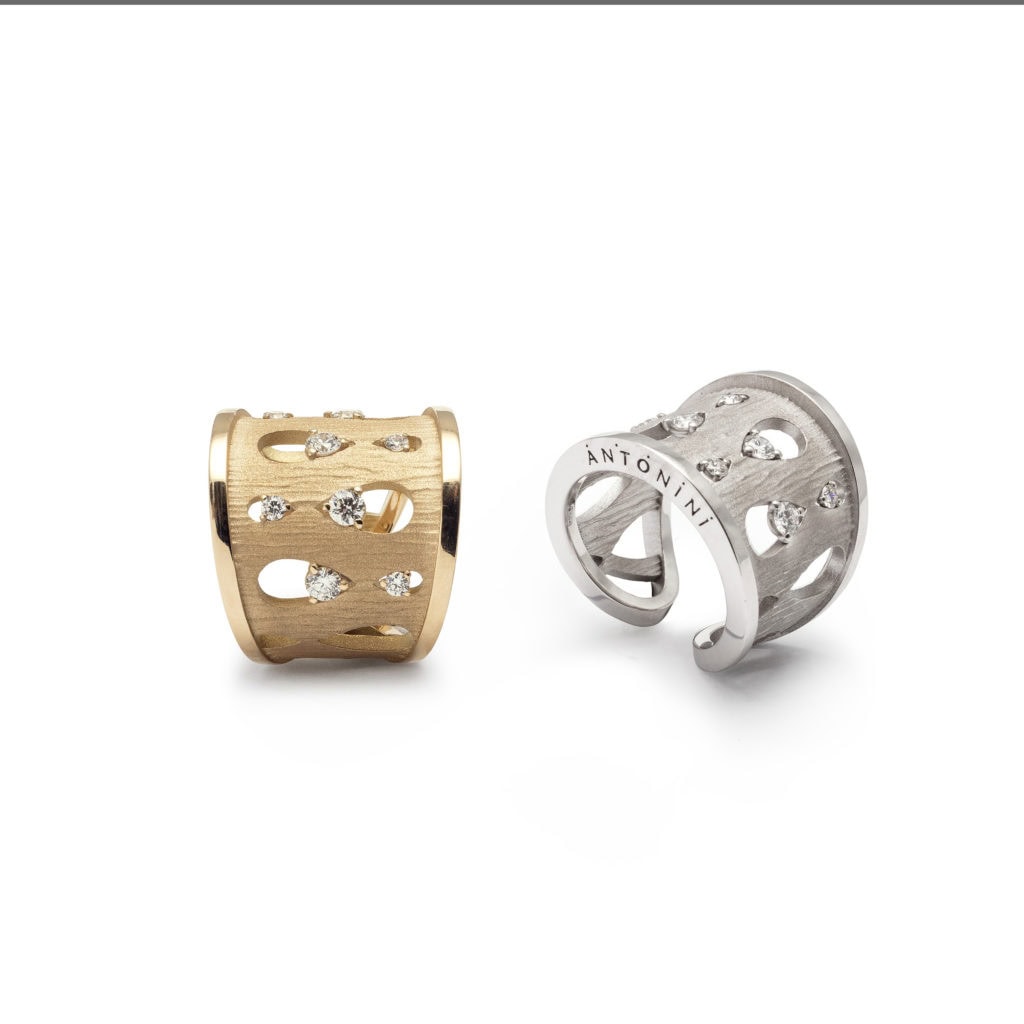 Antonini_Anniversary100 collection - rings yellow satin gold and white...