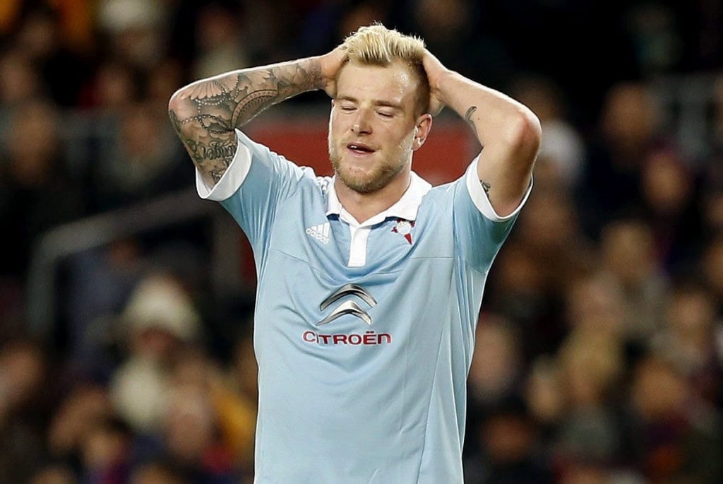 Celta Vigo's Swedish striker John Guidetti failed to make any impression last night. (Photo by