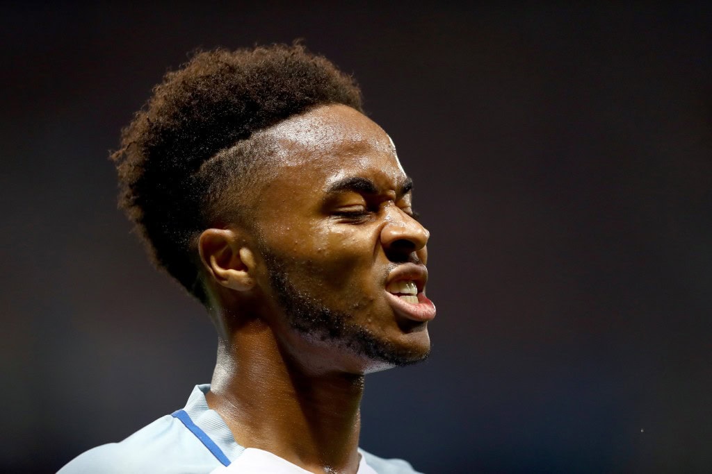 NICE, FRANCE - JUNE 27: Raheem Sterling of England shows his frustration during the UEFA EURO 2016 round of 16 match between England and Iceland at Allianz Riviera Stadium on June 27, 2016 in Nice, France. (Photo by Lars Baron/Getty Images)