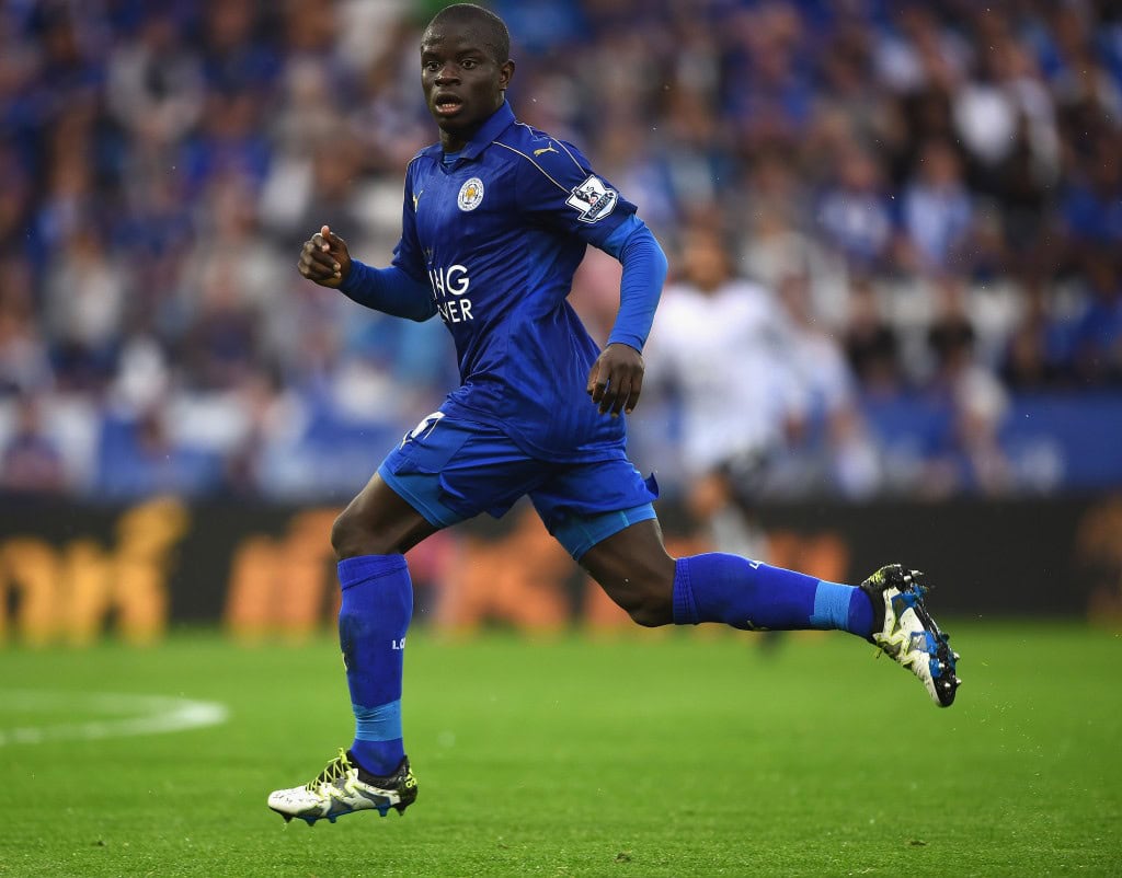LEICESTER, ENGLAND - MAY 07: N'Golo Kante of Leicester City in action during the Barclays Premier League match between Leicester City and Everton at The King Power Stadium on May 7, 2016 in Leicester, United Kingdom. (Photo by Laurence Griffiths/Getty Images)