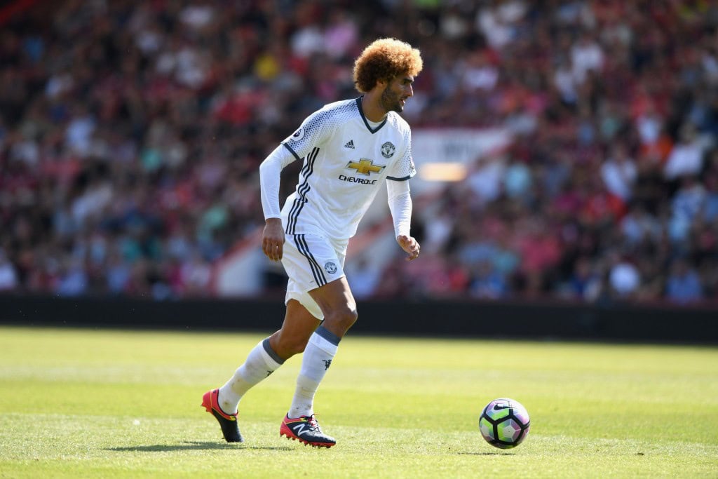 BOURNEMOUTH, ENGLAND - AUGUST 14: Marouane Fellaini of Manchester United in action during the Premier League match between AFC Bournemouth and Manchester United at Vitality Stadium on August 14, 2016 in Bournemouth, England. (Photo by Stu Forster/Getty Images)