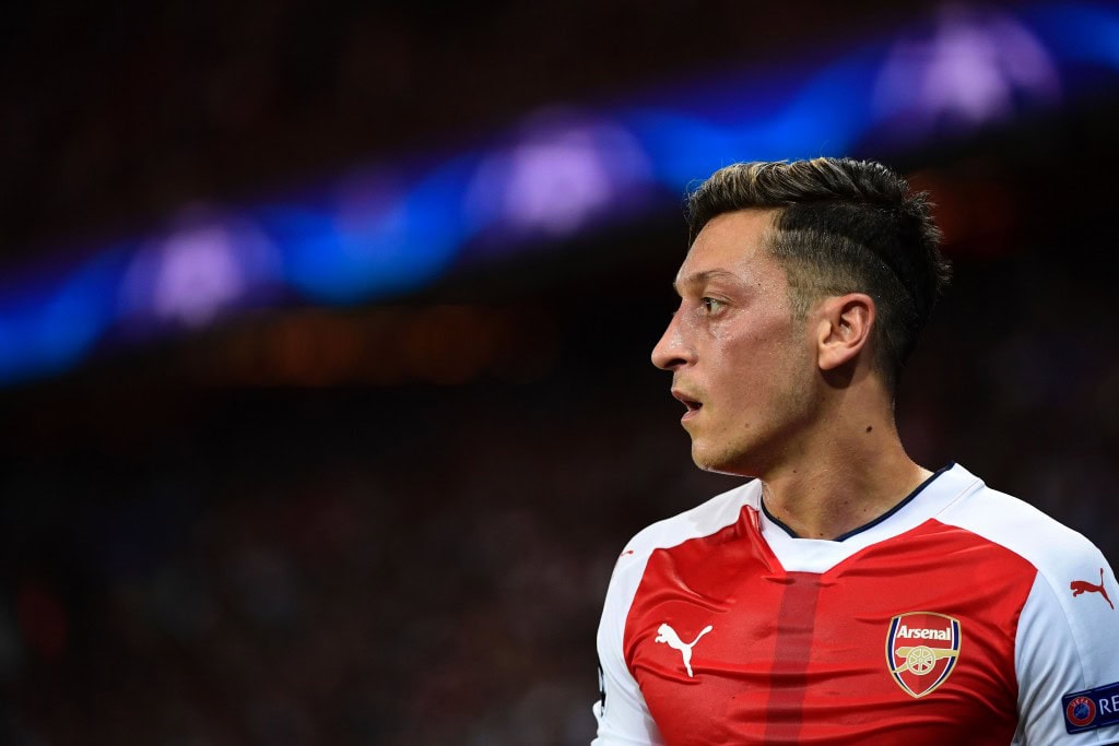 Arsenal's German midfielder Mesut Ozil looks on during the UEFA Champions League Group A football match between Paris-Saint-Germain vs Arsenal FC, on September 13, 2016 at the Parc des Princes stadium in Paris. (Photo by Miguel Medina/AFP/Getty Images)