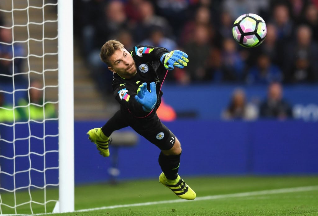 LEICESTER, ENGLAND - SEPTEMBER 17: Ron-Robert Zieler of Leicester City in action during the Premier League match between Leicester City and Burnley at The King Power Stadium on September 17, 2016 in Leicester, England. (Photo by Michael Regan/Getty Images)