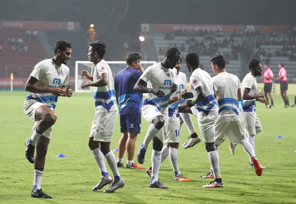 Kerala Blasters FC during match 51 of the Indian Super League (ISL) season 3 between Atletico de Kolkata and Kerala Blasters FC held at the Rabindra Sarobar Stadium in Kolkata, India on the 29th November 2016. Photo by Luke Walker / ISL / SPORTZPICS