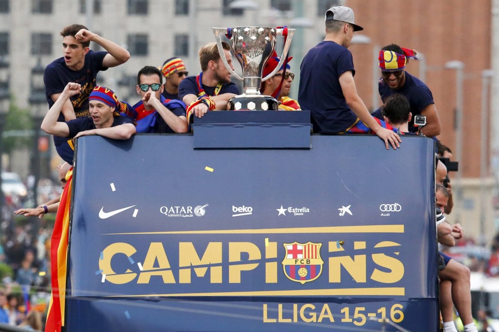 Cause to celebrate - Barcelona clinched their 23rd La Liga triumph in 2016. (Photo by Pau Barrena/AFP/Getty Images)