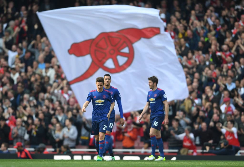 LONDON, ENGLAND - MAY 07: Ander Herrera of Manchester United looks dejected after Arsenal score during the Premier League match between Arsenal and Manchester United at the Emirates Stadium on May 7, 2017 in London, England. (Photo by Laurence Griffiths/Getty Images)